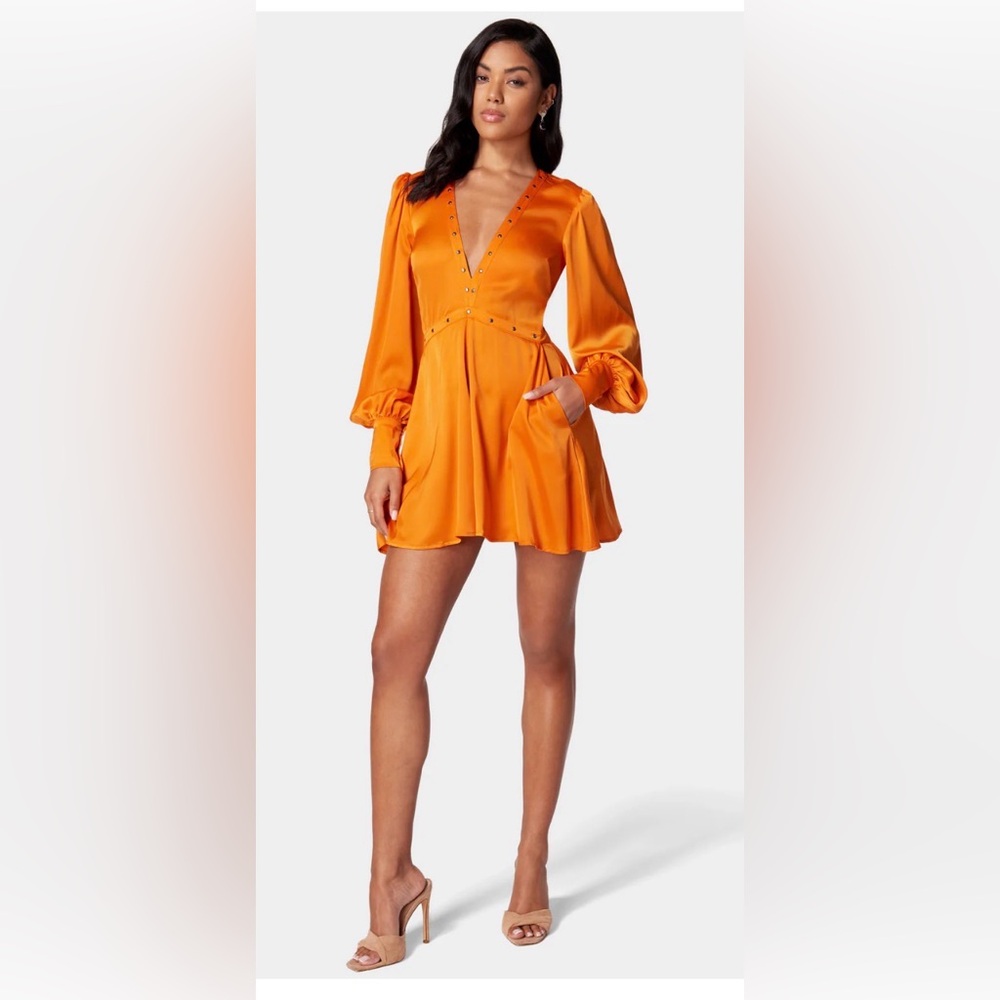 Satin Elegant Orange Bebe Romper